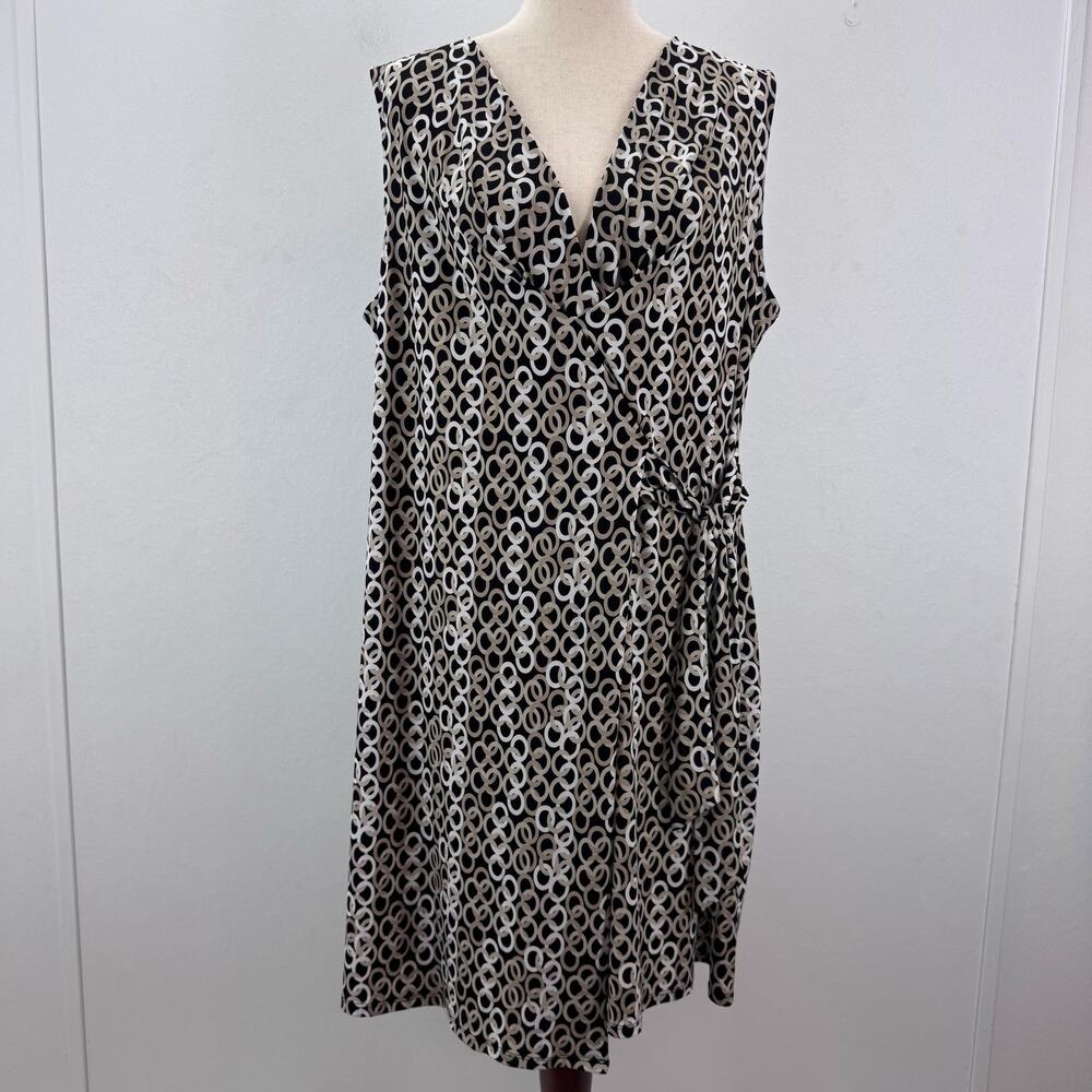 NWT Dana Buchman Sleeveless Faux Wrap Sheath Dress Womens XL Casual Momcore Boho